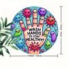 Wash Hands Health Sign D Flat Metal Round xin Colorful Germs Easy Clean