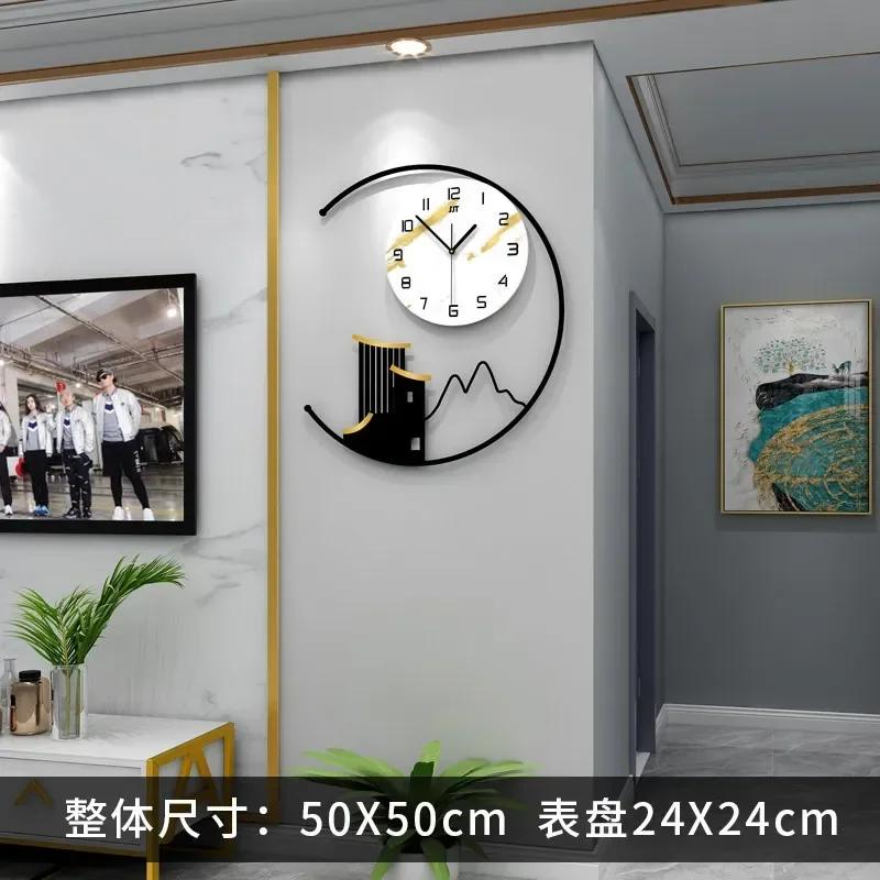 

Living Room Luxury Wall Clock Dining Room Wall TV Background Watches Iron Hanging Mute Ornament With LED Home Decoration N8M7I4