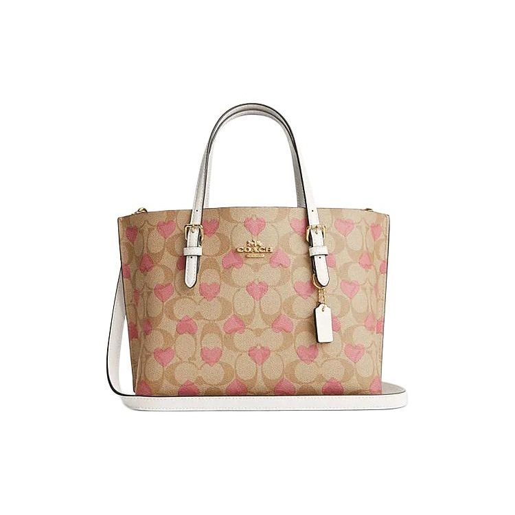 

Coach Mollie Classic Monogram Heart Detachable Shoulder Strap Tote Bag Shopping Bag Women tote Light-Khaki Chalk-White CP057-IMOTV Basic Set (Bag+Dust Bag)