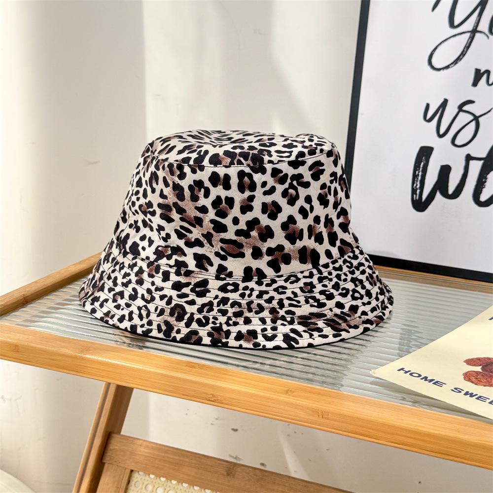 

Spring and summer sun hat colored leopard print bucket hat men and women sunscreen double-sided sun hat waterproof basin hat 57cm average size