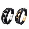 European & American Leather Magnetic Buckle Bracelet - Men's High-End Woven Couple Jewelry