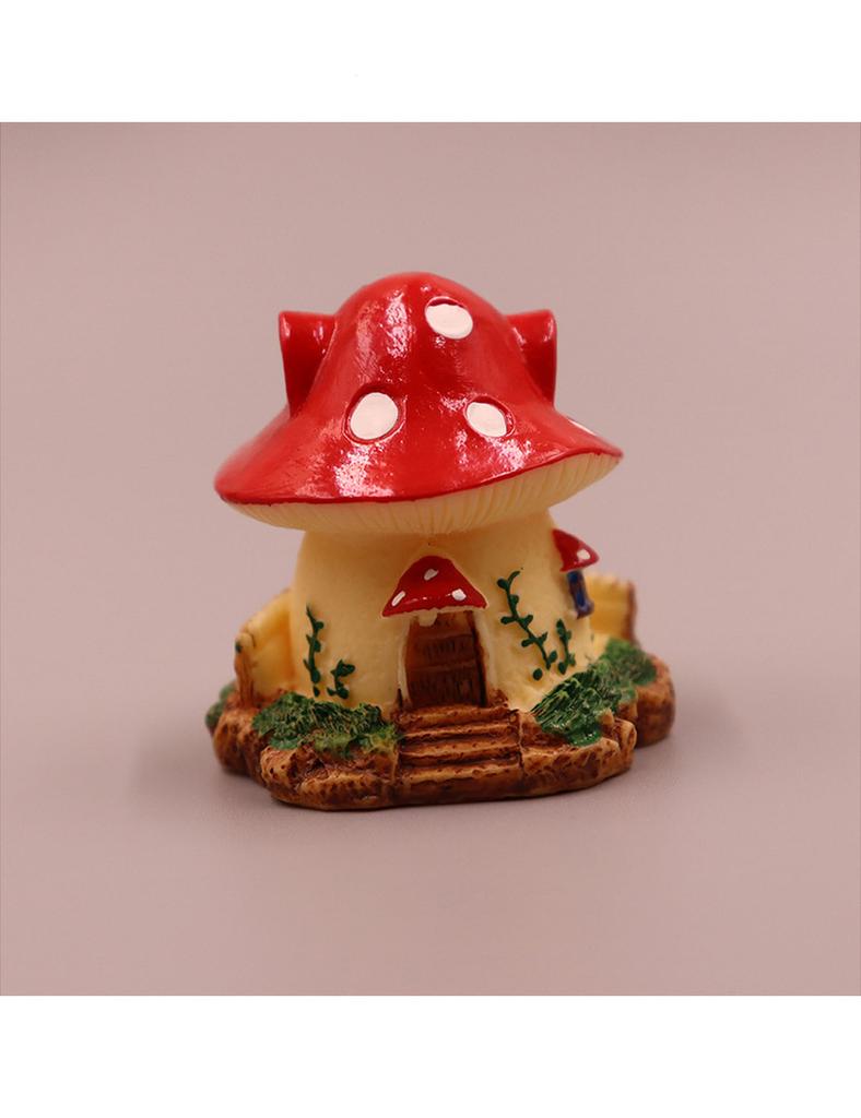 1pc Mushroom House Resin Statue Ornament, Available In Four Colors, Suitable for Moss, Potted Plants, and Tabletop Ornaments