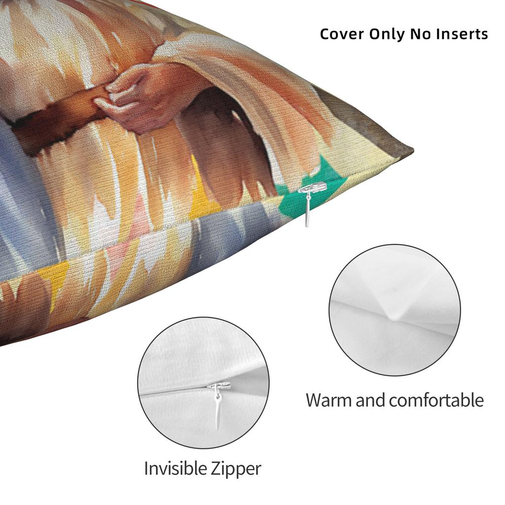 Easter Yolo Jk Brb Jesus Pillow Cover Comfy Cushion Cover Retro Trendy Pillow Case For Living Room Bed Chair