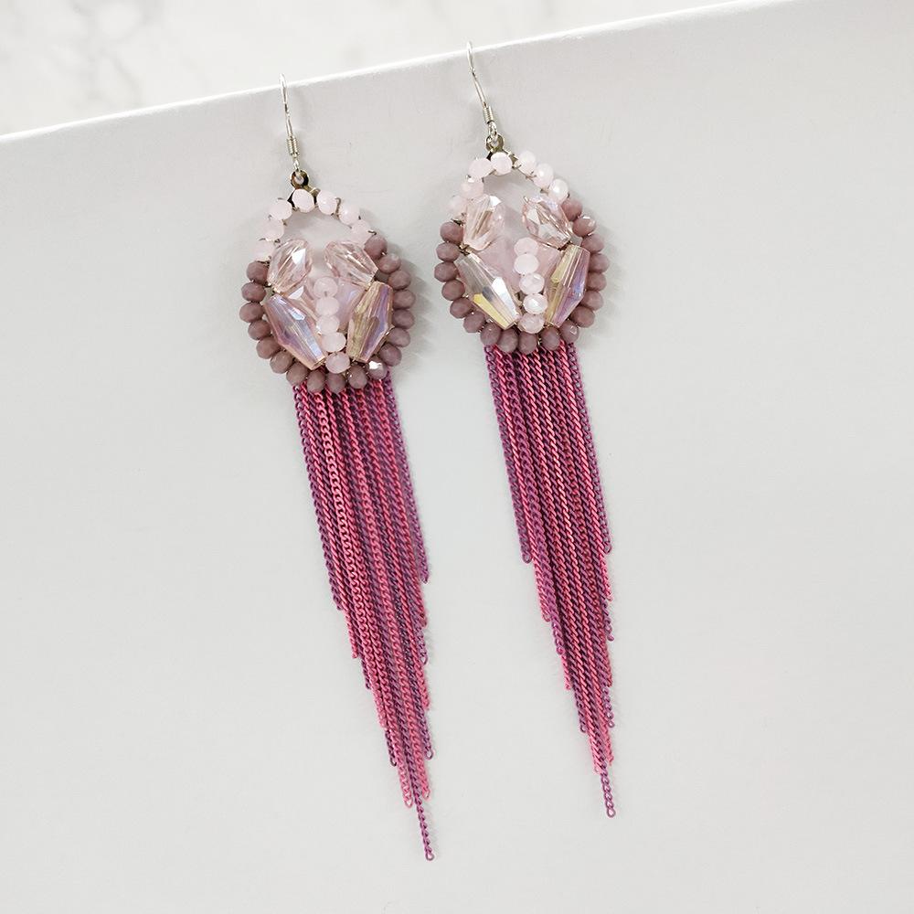 Ethnic Style Handmade Fringed Earrings Bohemian Temperament Personalized Earrings Exaggerated Long Fashion Earrings