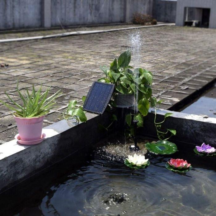 Pompe solaire fontaine sans brosse AIMOONSA 9V 2.5W – 200 l/h, jet jusqu'à 120 cm, 3 buses