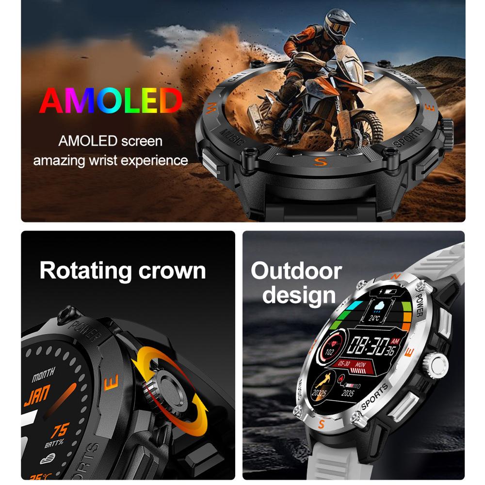 Outdoor GPS Smart Watches Men  Screen Blue Tooth Call Sports Heart Rate Health Detection Deep Waterproof Smartwatch Sleep
