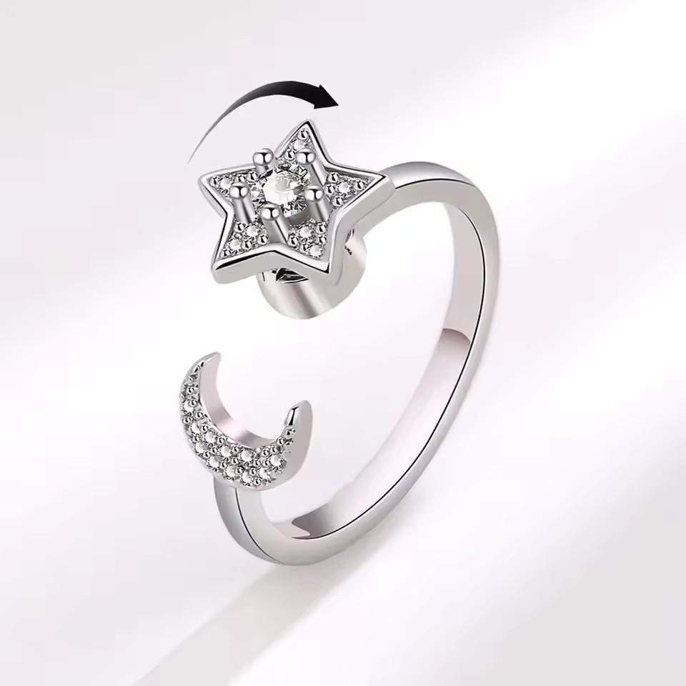 925 Sterling Silver Sunflower Diamond Zircon Rotatable Ring For Women Gift Relieve Stress Ring Jewelry