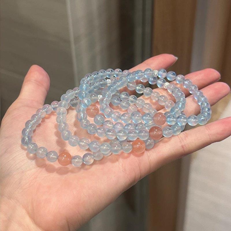 Sun stone amethyst beaded bracelet simple design crystal bracelet high-end fashion versatile jewelry