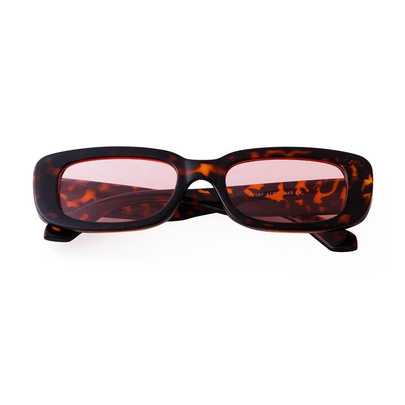 Classic Vintage Tortoiseshell Blue Rectangle Sunglasses Women Men Retro Orange Lens Narrow Sun Glasses UV  S7H