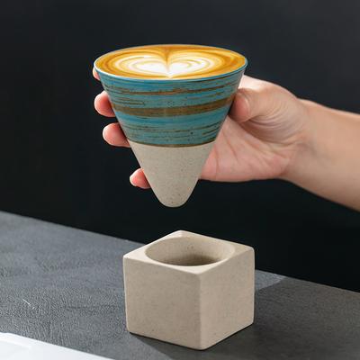 Coffee Cup Ceramic Medieval Cup Niche Japanese Retro Coarse Pottery Latte Flower Cup Afternoon Tea Cup