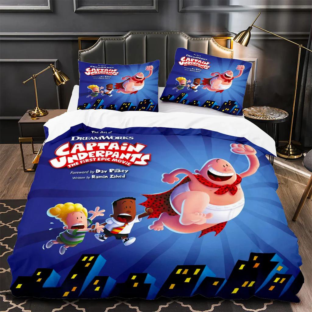 Cartoon Captain Underpants 3D Printed Duvet Cover Pillowcase Bedding Set Twin Full Queen King Size For Bedroom Decor