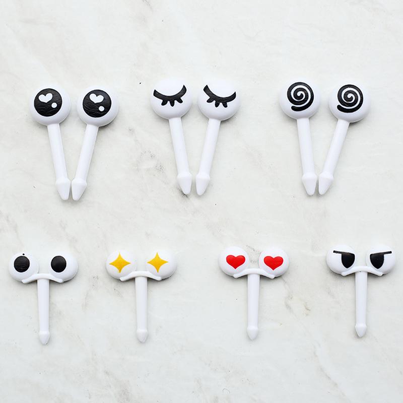 10Pcs/Set Skewers Cute Eyes Lunch Bento Box Food Fruit Picks Fork Sticks