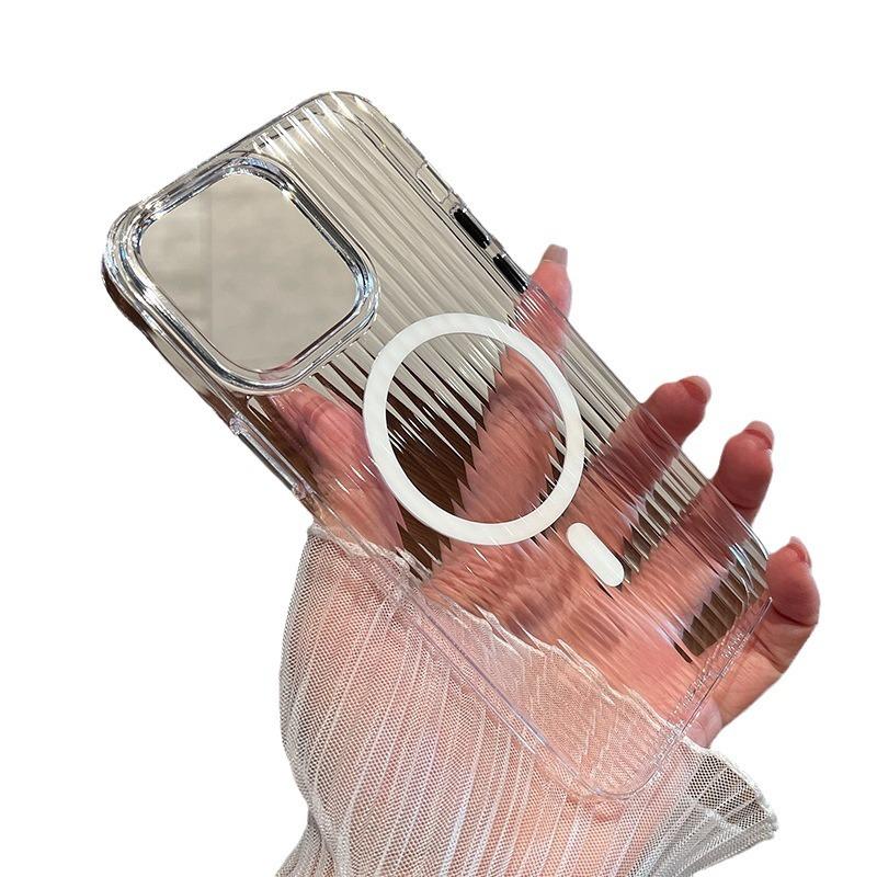 Applicable To iPhone18Promax Mobile Phone Case Corrugated Magnetic Suction Apple 15 Grating Stripe All-inclusive Anti-drop Protective Case