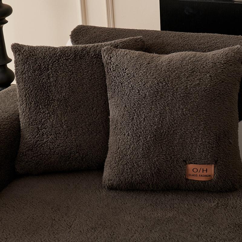 Winter Lamb Wool Sofa Cushion Minimally Thickened Plush Seat Cushion Anti Slip Sofa Cover Living Room Decoration Couch Protective Pad