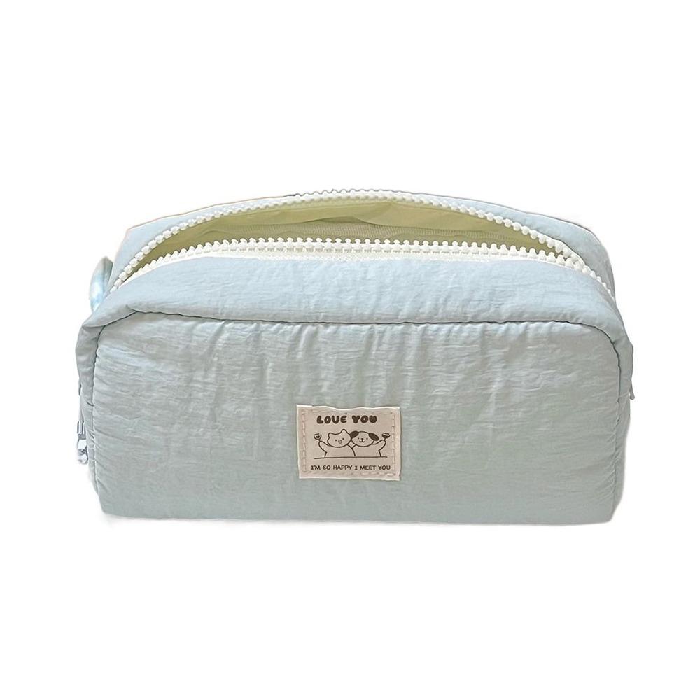 

Милый однотонный пенал холщовый большой вместимости сумка для канцелярских принадлежностей подарок мультяшный пенал студенты синий