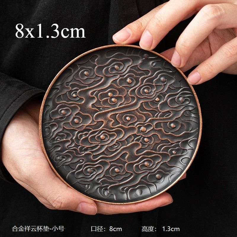 Retro Legierung Untersetzer Teetasse Tablett Rund Japanischer Stil Teewaren Zubehör Untersetzer Tassenhalter Matte Pad Kung Fu Teezeremonie