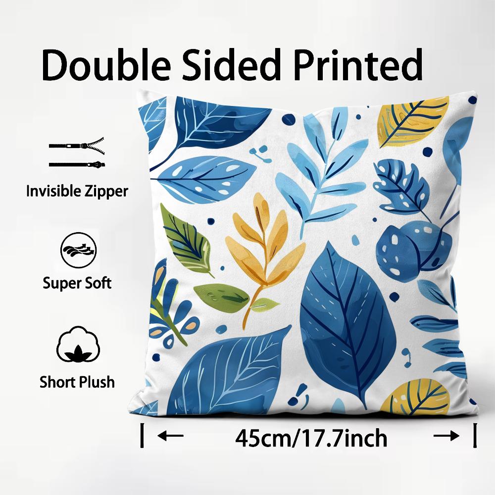 Artistic Leaves Cushion Cover Soft & Easy-Wash Pillow Case – Versatile For Couch, Bed, Travel And Office
