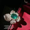 Macaron Watermelon Stone Emerald Ring, Plated 18K Gold, Emerald, Immortal Flower, Large Carat Zircon Ring