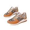 24 autumn leopard print sports single shoes women's round head lace-up wedge heel platform shoes casual large size women's shoes