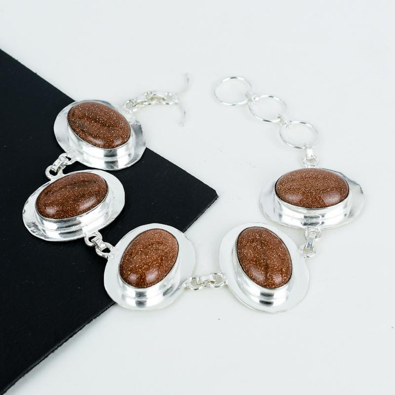 Natürlicher Roter Sonnenstein Edelstein Handgefertigt 925 Sterling Silber Armband, Amethyst Armband für Ehefrau, Unisex Armband, Jubiläumsgeschenke