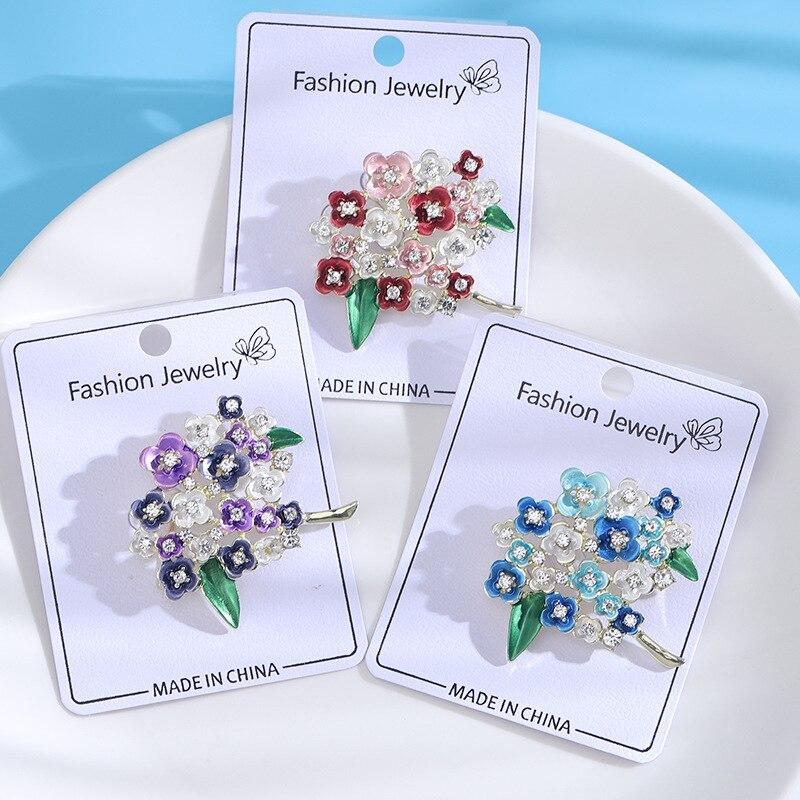 Blucome Creative Oil Dripping Zirconium Embroidered Brooch Women's Temperament Clothing Accessories Plant Series