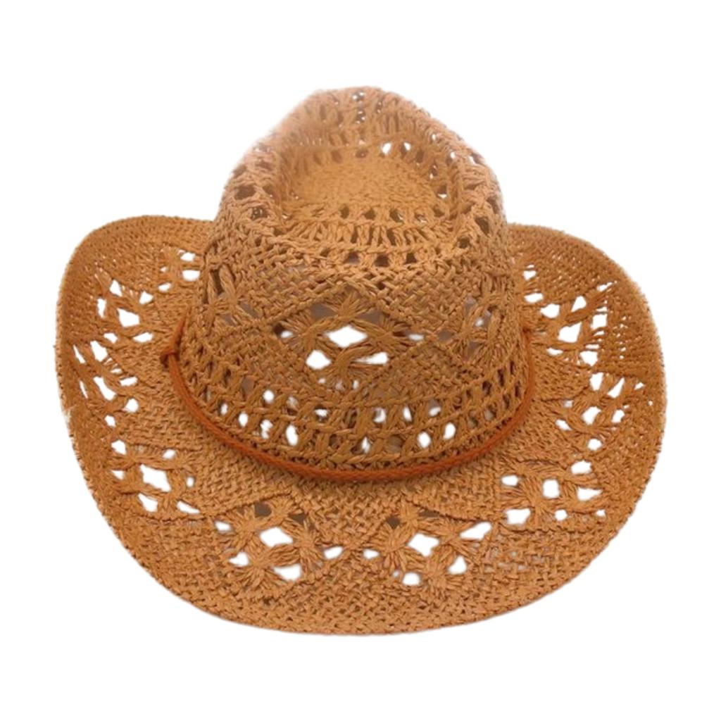 Hollow Breathable Spring And Summer Windproof Sun Hat Simple Travel Beach Travel Cowboy Straw Hat