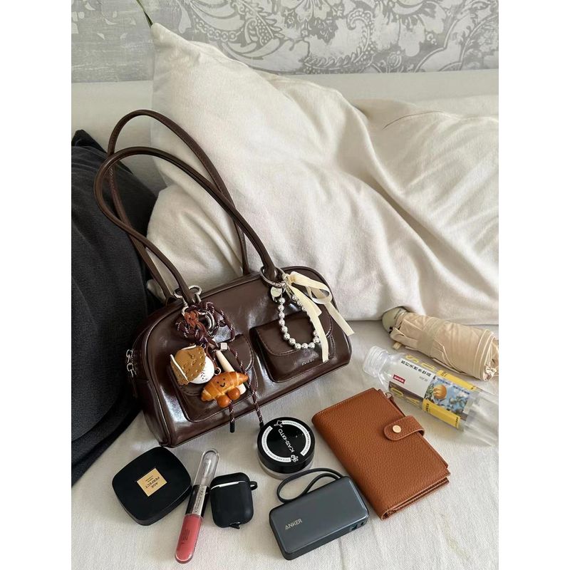 Yunzhen Same Bag for Women 2025 Fall and Winter New Arrival South Korea Ins Large Capacity Retro Bowling Satchel Shoulder Bag