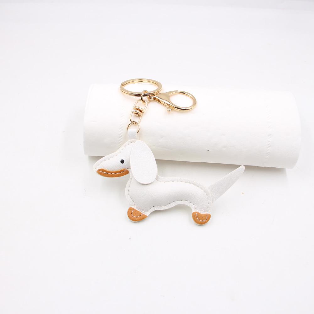 Charm de Couro Dachshund Desenho Animado em Estoque, Chaveiro de Cachorro e Acessório para Capa de Celular