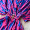Vintage Elegant V Neck Split Print Short Sleeve Dress Chic Slim A Line Vestidos Summer Vacation Party Women Fashion Dresses