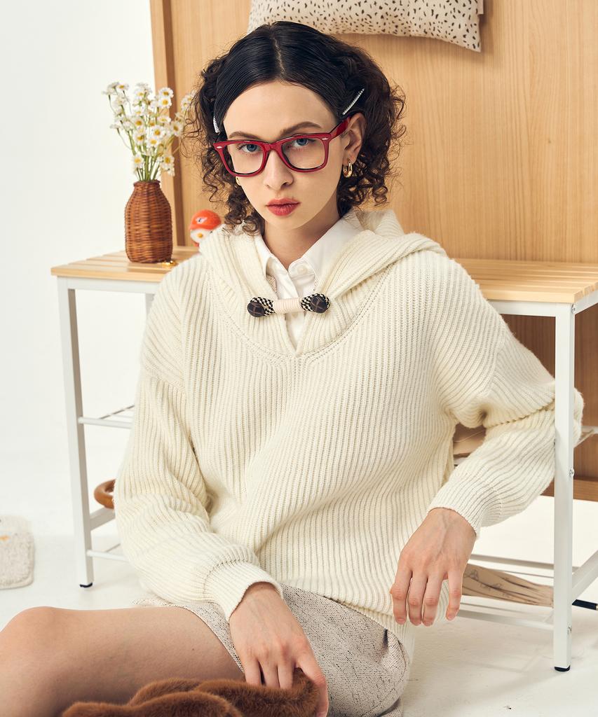 Pelimela Fastener Point Hoodie Knit (Ivory)