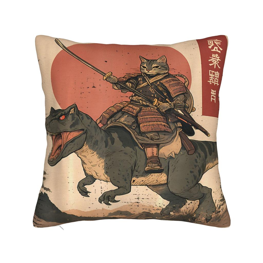 Ukiyo-E Art Japanese Cat Riding Pillow Case Print Pillow Cover For Living Room Sofa Kawaii Pillowcases