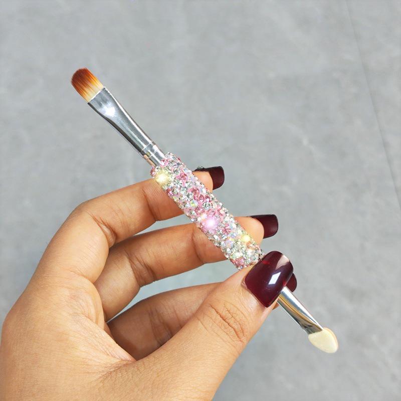 

Двусторонняя кисть для макияжа со стразами: Тени для век, Спонж, Консилер, Бровь, Кисть для губ с мягкой щетиной.