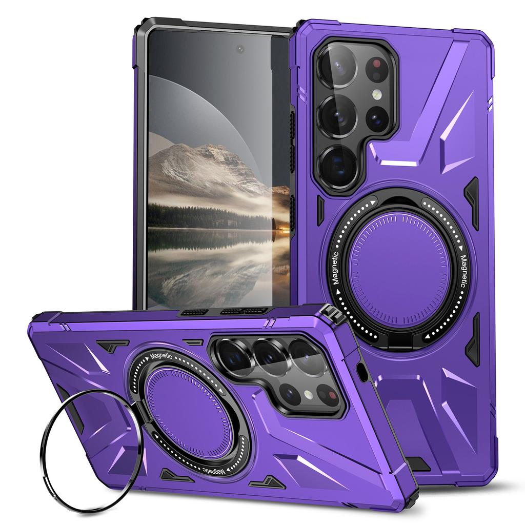 For Samsung Galaxy S25 Ultra Magnetic Case Kickstand TPU PC Phone Cover