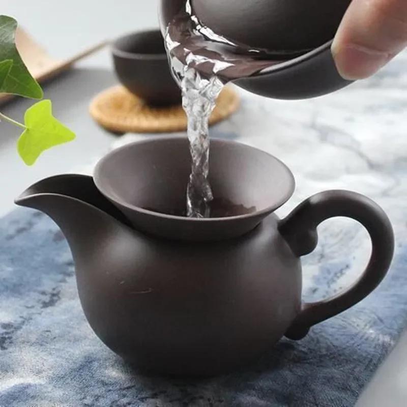 Chinese Teaware Long Mouth Tea Jug, Yixing Zisha Teacup, Purple Sand Tea Set Accessory, Fair Mug, Retro Coffee Milk Jar, Pitcher