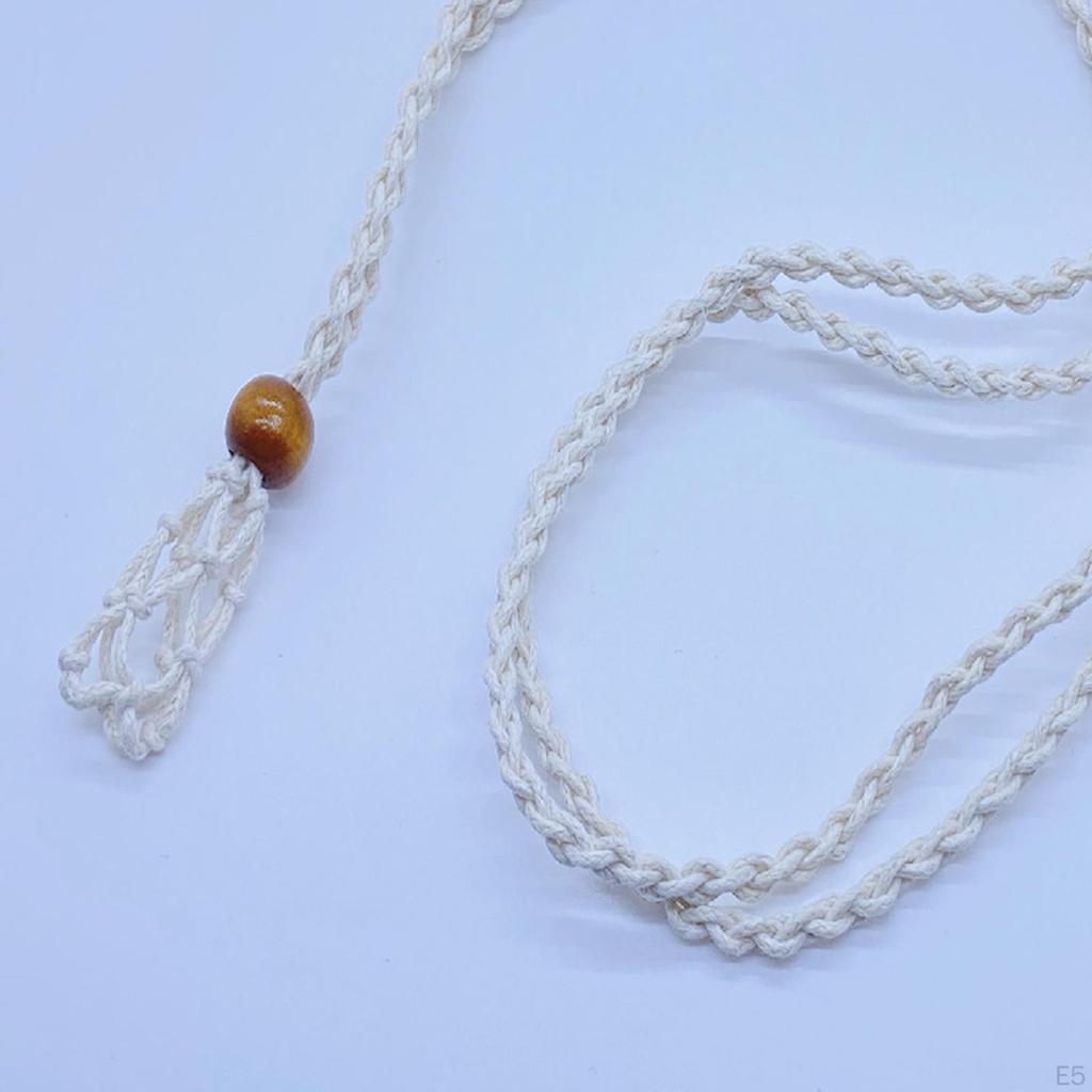 8 Handgjorda Halsbandssnören Tom Hållare Justerbar Nätpåse Hänge Bohemisk för Gåva Armband