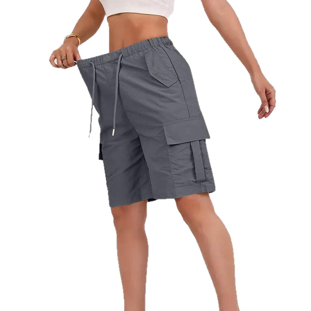 High-Waisted 2026 Summer Casual Shorts Pocket Cargo Pants Cross-Border Button Tie Fashion Trend