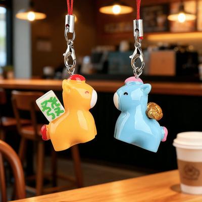 Yousheng Phone Pendant 2026 Year of Horse Charm Good Luck Keychain Zodiac Animal Shape Mobile Phones Keys Bags Ornament