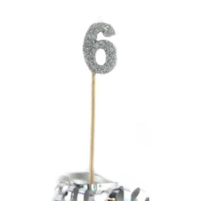 Alpen Glitter Long Stick Candle (Silver) (6)