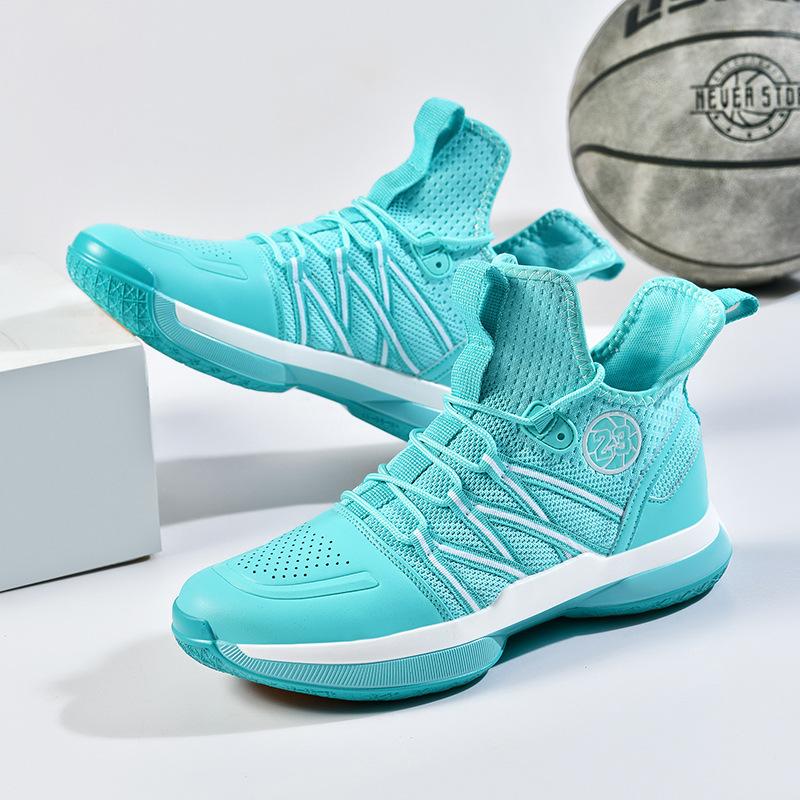 Practical training basketball shoes men's flying woven large size sports shoes men's high-top shoes youth junior high school training shoes