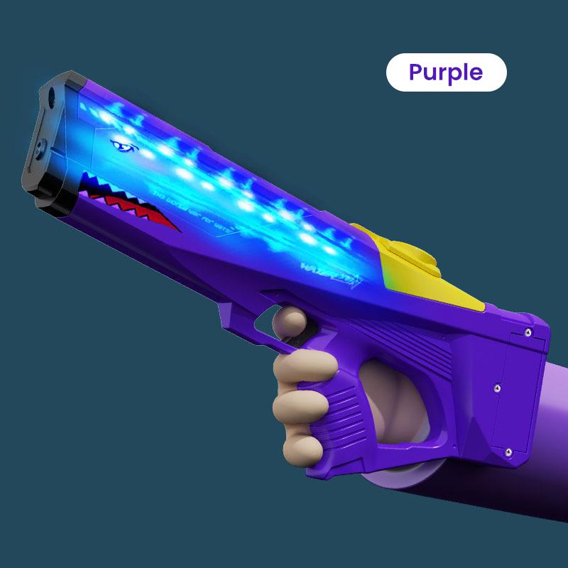 

Летний электрический водяной пистолет с двойным распылением, полностью автоматический, непрерывно стреляющий игрушечный пистолет с лазером, большой емкостью, игрушка для игры с водой фиолетовый
