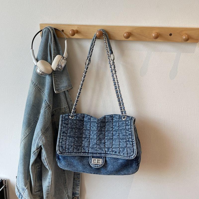 Retro Denim Large-capacity Bag Women's New Trend Simple Chain Underarm Shoulder Bag Fashion Messenger Bag