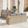 Garden Sofa Set with Storage 6 Pcs Beige Poly Rattan