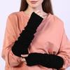 1 Pair Women Arm Warmer Thumbhole Elbow Length Stretchy Knitted Arm Sleeves Keep Warm Solid Color Fingerless Arm Gloves