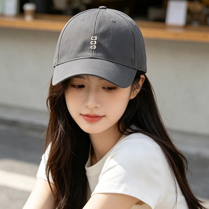 Fashion Hat 2011 Small Letter Embroidered Versatile Baseball Hat Casual Thin Breathable Face-Enhancing Couple Baseball Tongue Hat