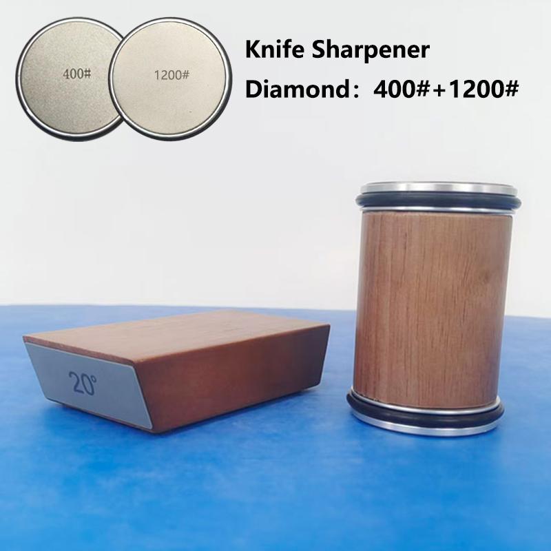 

Wooden Roller Knife Sharpener with 2 Angles: High-Efficiency Quick Sharpening, Durable Wood Body for Home Kitchen Needs As Photos
