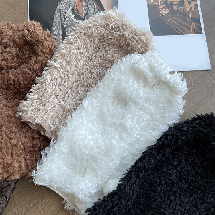 Women Vintage Warm Curly Furry Solid Color Leg Warmers Leg Covers Aesthetic Fuzzy Plush Boot Cuffs Socks for Winter Days