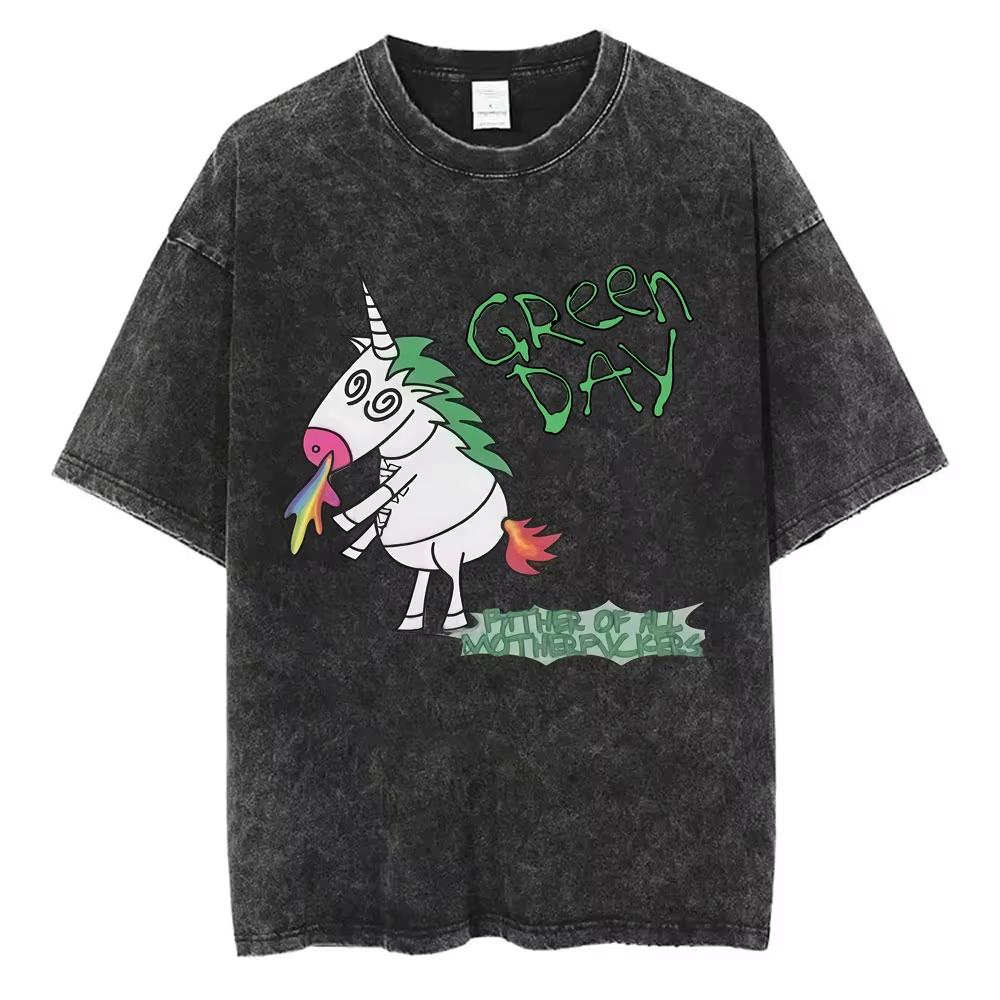 Washed Vintage Punk Band Green Day Kerplunk Graphic Tshirts Mens Women Gothic Rock Retro T Shirts Mens S Oversized Tshirts