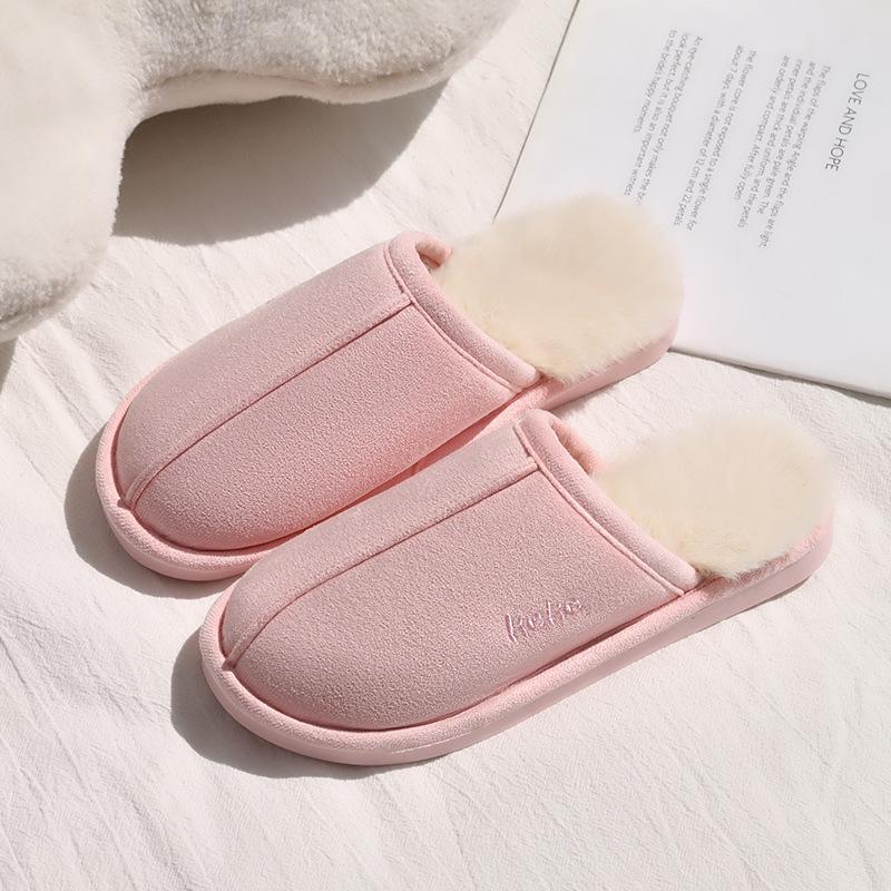 Winter wear non-slip fluffy slippers cotton mop thickened warm indoor cotton slippers