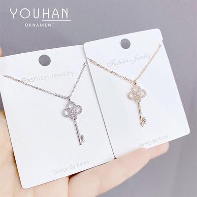 2023 Korean Zircon Key Necklace for Girls - Fashionable Clavicle Chain Jewelry