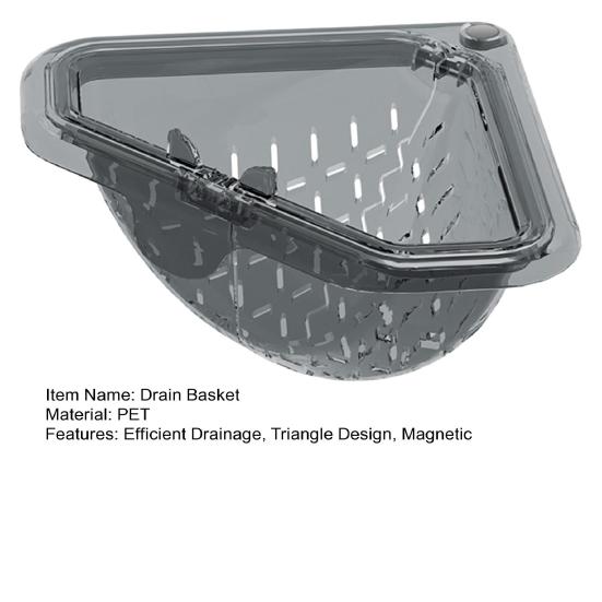 Magnetic Triangle Drain Basket Sink Corner Strainer Kitchen Sink Strainer Basket Waste Catcher for Food Scraps Fruits Vegetables
